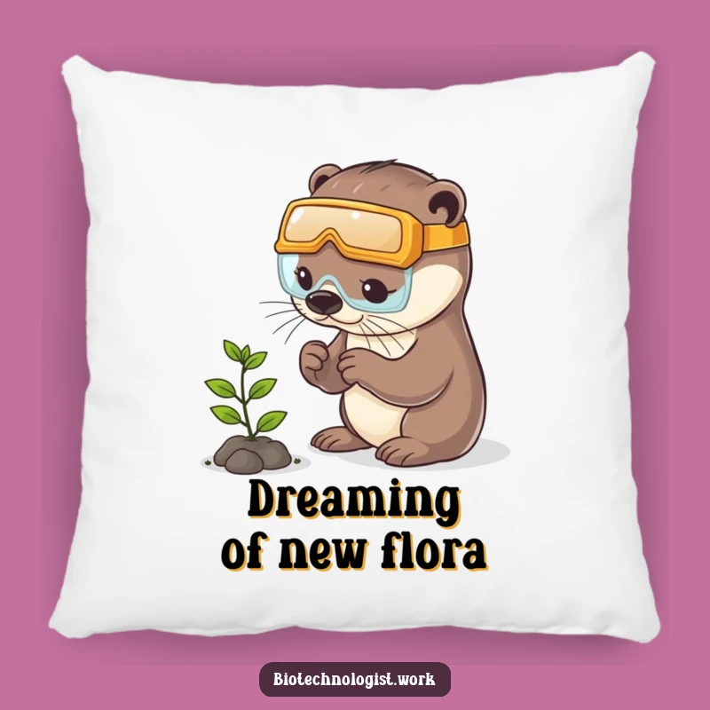 Funny Otter Gardener Pillow: Cozy Nature Cushion for Playful Souls
