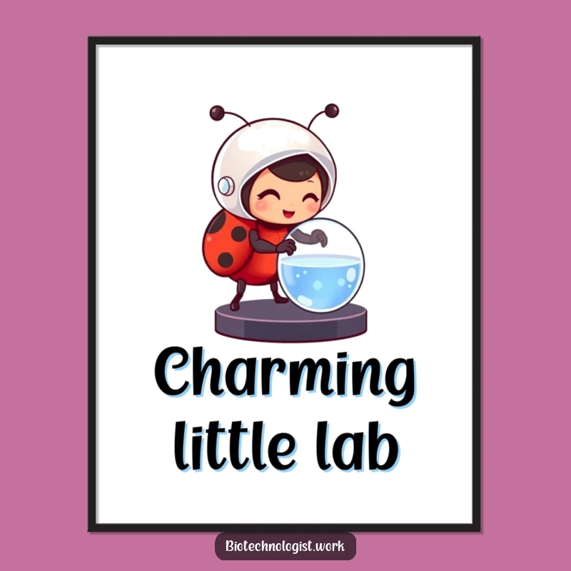 Funny Ladybug Scientist Digital Art: Instant Critter Charm for Your Walls