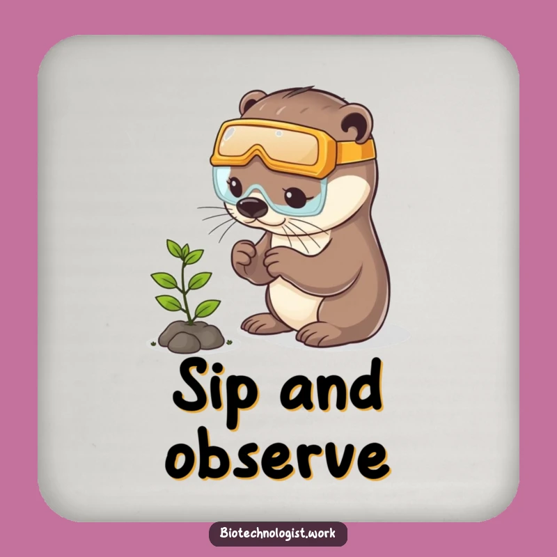 Funny Otter Gardener Coaster: Hilarious Protector for Playful Drinkers