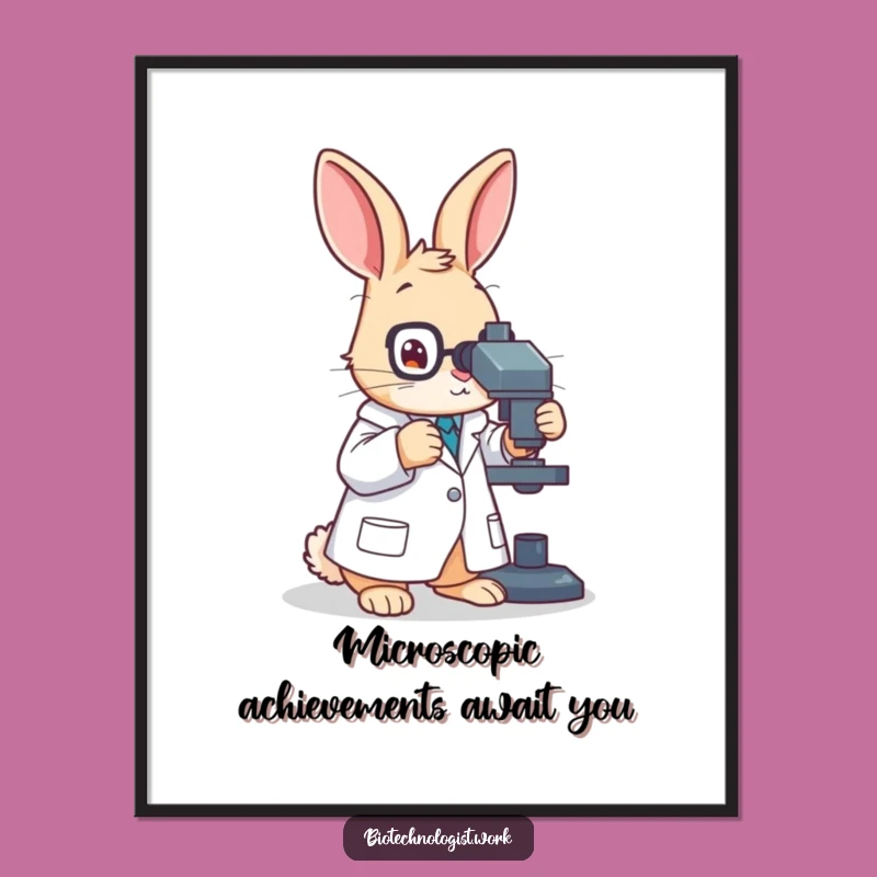 Free Printable Wall Art: Funny Rabbit Scientist, Quirky Downloadable Art Gift